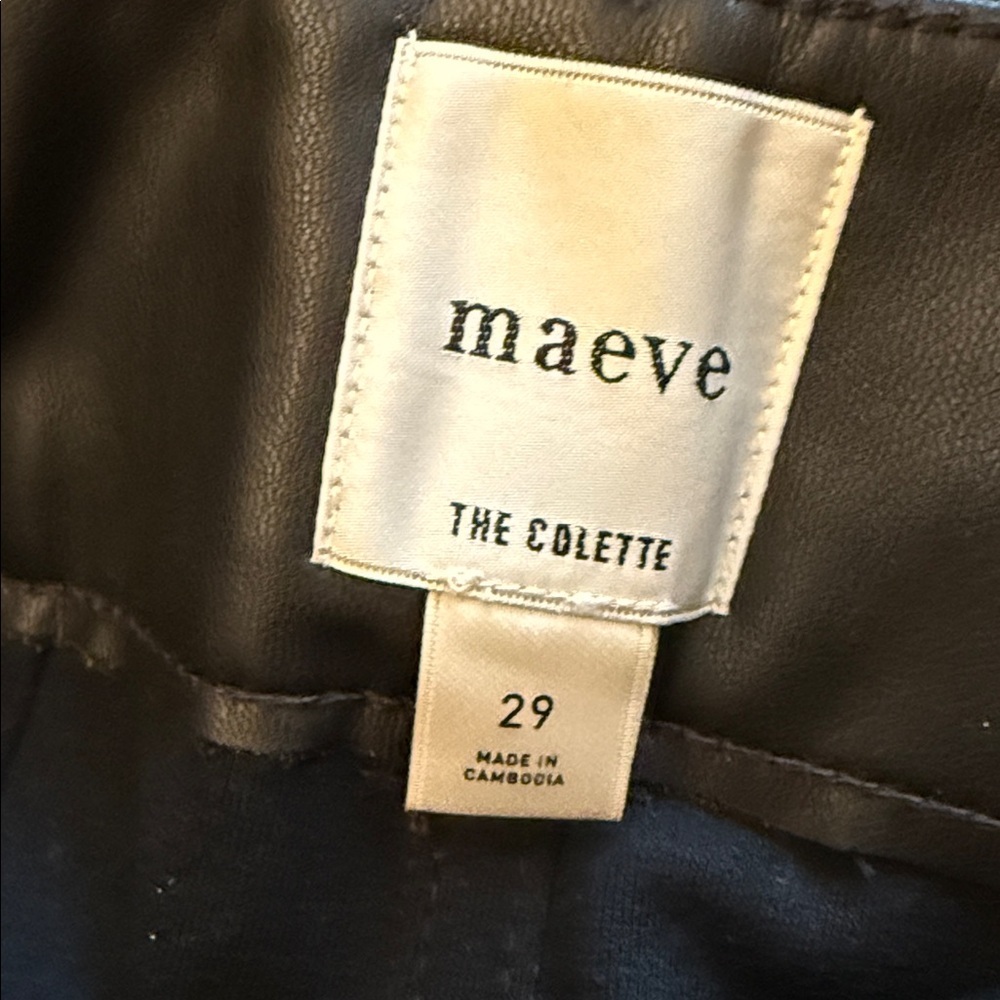 Anthropologie The Colette Faux-Leather Cropped Wide-Leg Pants by Maeve Sz 29 - Picture 5 of 5